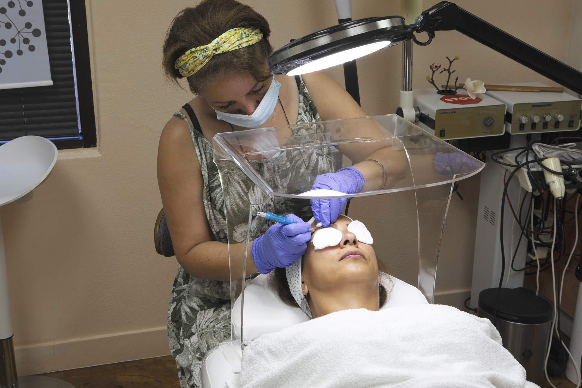 PlanetPlexi PlanetPlexi Portable Protective Esthetician Salon Plexiglass Shield Box-Clear Acrylic Massage Sneeze Guard for Beauty Salons Lashes Facial Durable Salon Masseurs