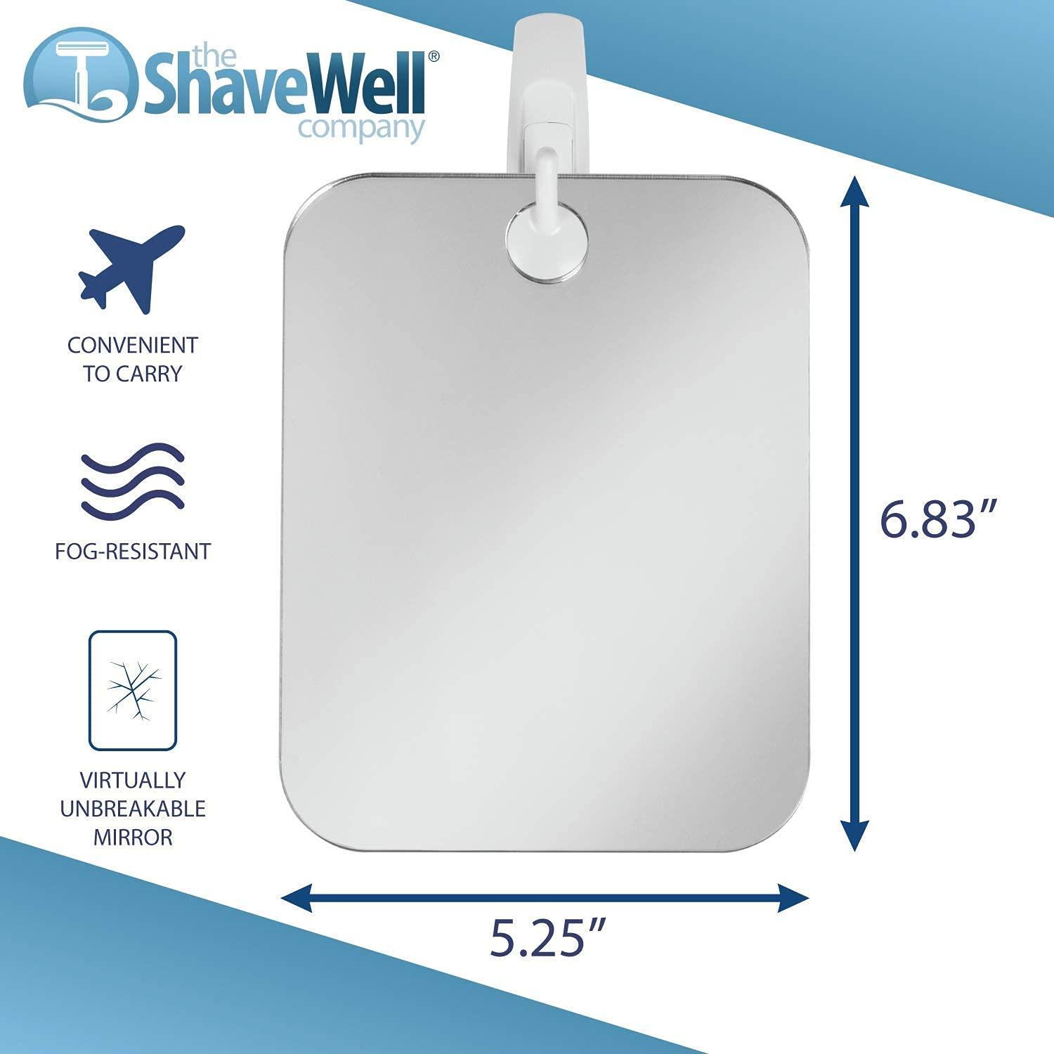 The Shave Well Company The Shave Well Company Deluxe Anti-Fog Shaving Mirror | Fogless Hanging Bathroom Shower Mirror with Handheld Option for Men and Women | Includes Long-Lasting Removable Adhesive Hook