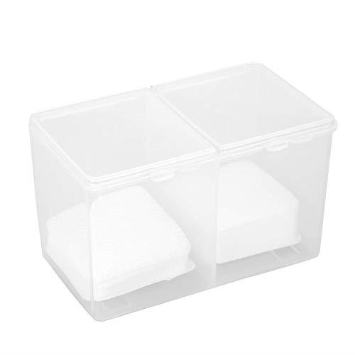 Sonew 2 Grids Storage Box, Multipurpose Cosmetic Organizer, Waterproof, Dustproof, Space Saving, Multifunction Transparent Storage Pads Swabs Container