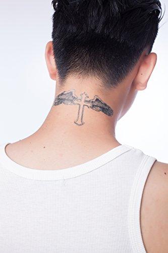 Yeeech Yeeech Temporary Tattoos for Men Waterproof Long Lasting Neck Design Cross Blessed Wings America Tribal Religious (4 Sheets)