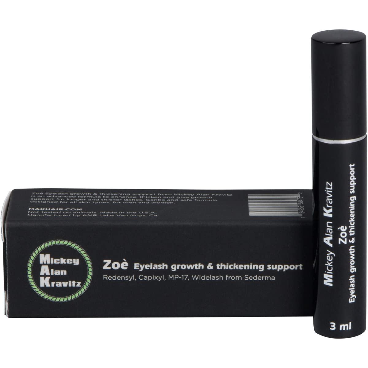 MAK Hair Products from Mickey Alan Kravitz Zoe Eyelash Growth & Thickening Serum, advanced formula to enhance, thicken and give growth support with Redensyl, Capixyl, MP-17, and Widelash from Sederma. 3ml