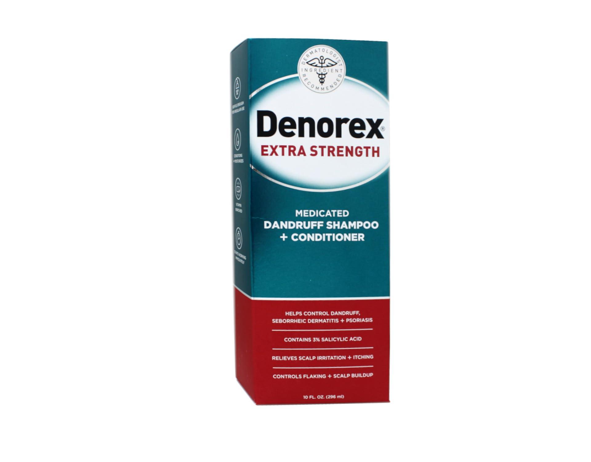 Lindesa Denorex Extra Strength Dandruff Shampoo + Conditioner 10 oz(Pack Of 4)