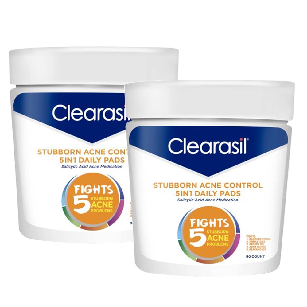 Clearasil Clearasil Ultra 5 in 1 Acne Face Wash Pads, 90 Count (Pack of 2)