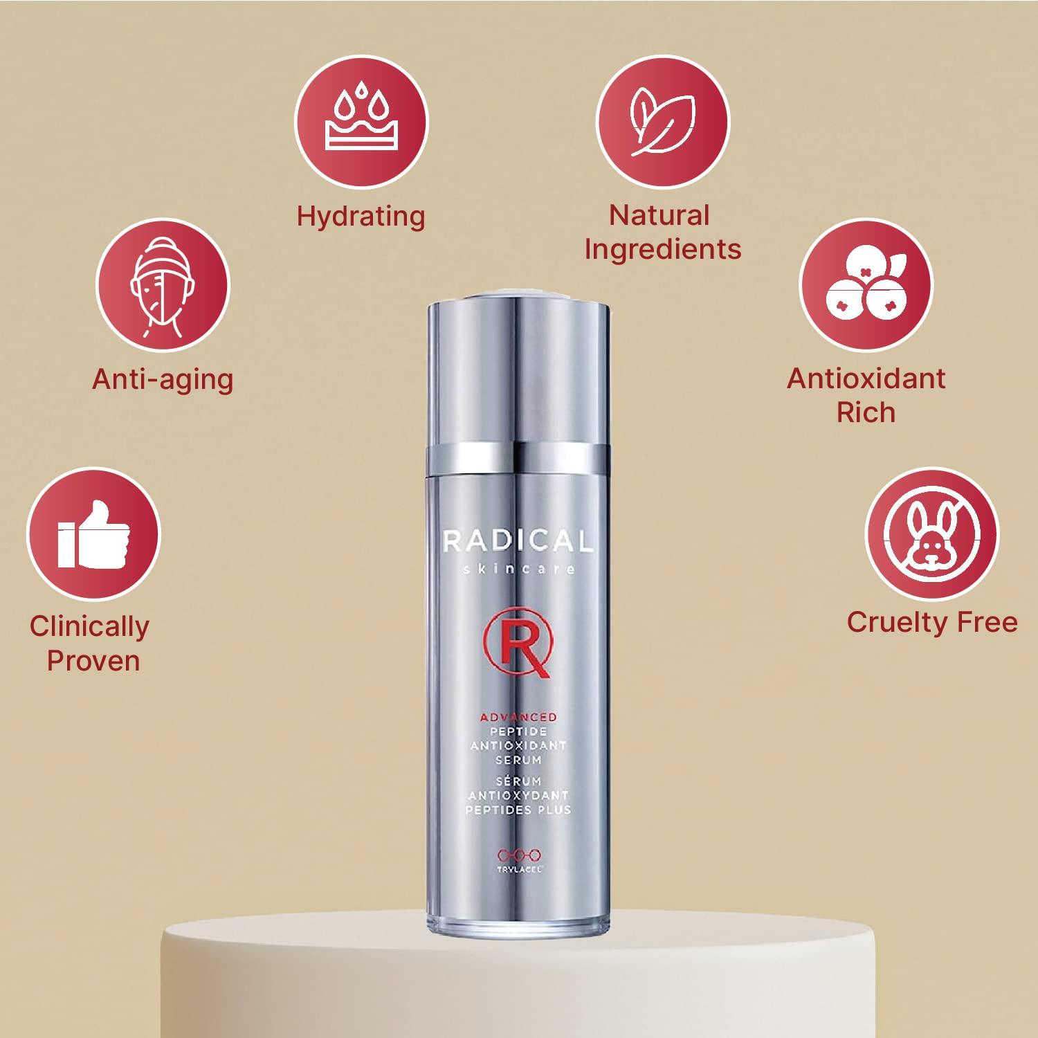 Radical Skincare Radical Skincare Advanced Peptide Serum - Repairs and Smooths Skin to Reduce the Appearance of Wrinkles & Boosts Elasticity - For All Skin Types - Paraben Free - Assured Results (1 Fl Oz)