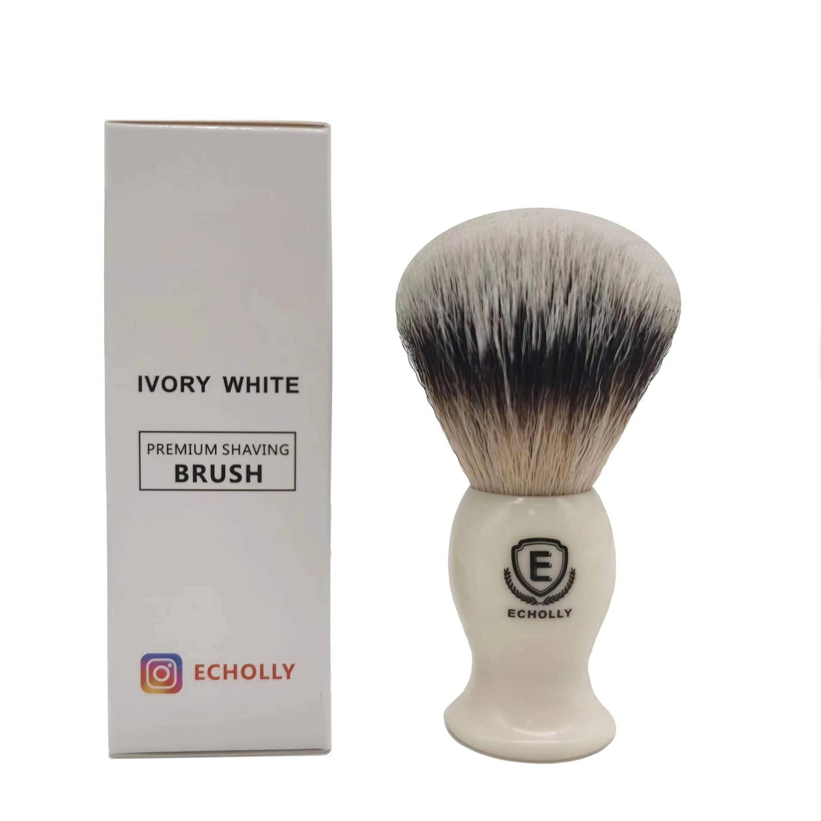 ECHOLLY Premium Shaving Brushes for men by Echolly-NO Shedding Bristle Shave Brushes for Men-Smooth Acrylic Handle Legacy Shave Brush-Rich and Fast Lather Shaving Cream Brush Dad Gifts for Fathers Day