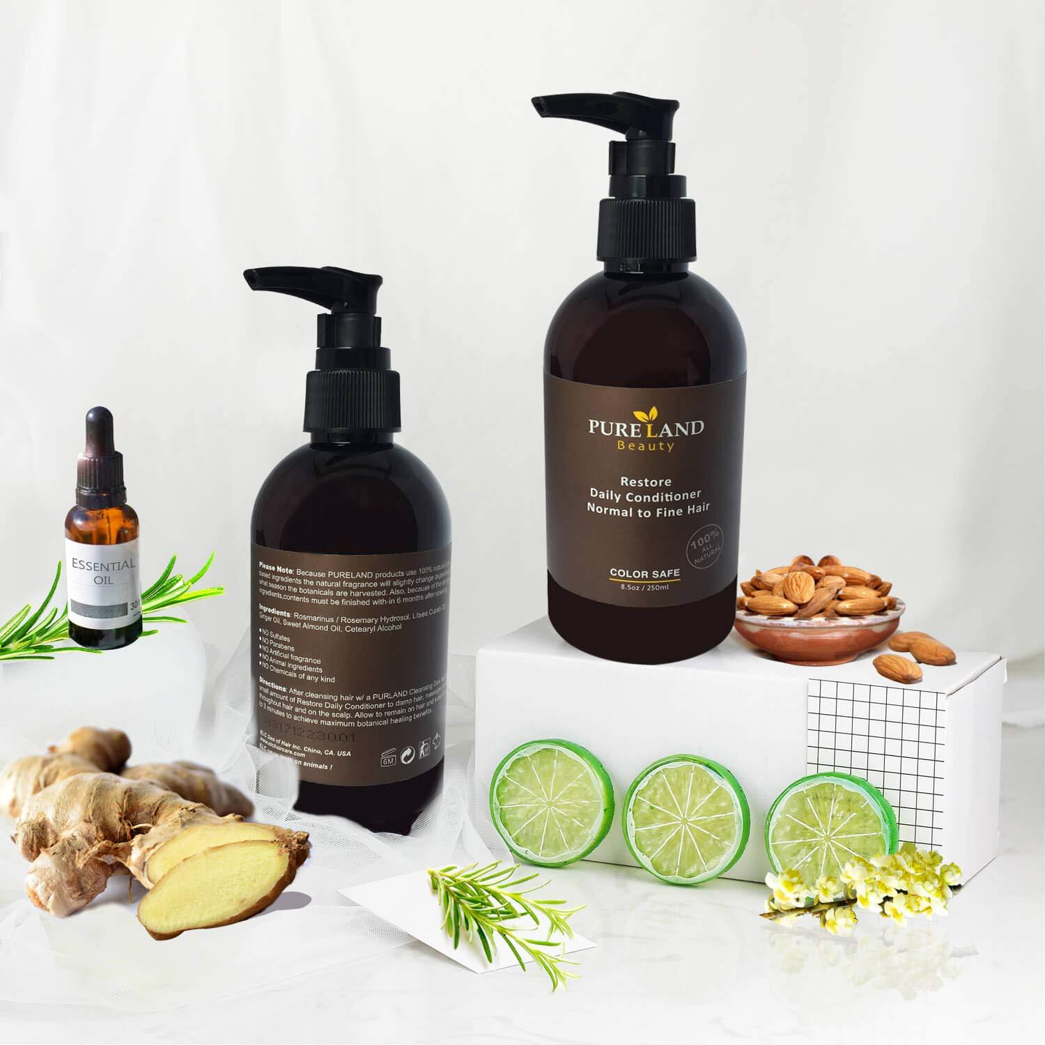 PURELAND Pureland Beauty Restore Daily Conditioner - Natural Hair Conditioner for Normal to Fine Hair - Sulfate-Free and Plant-Based - 8.5 oz