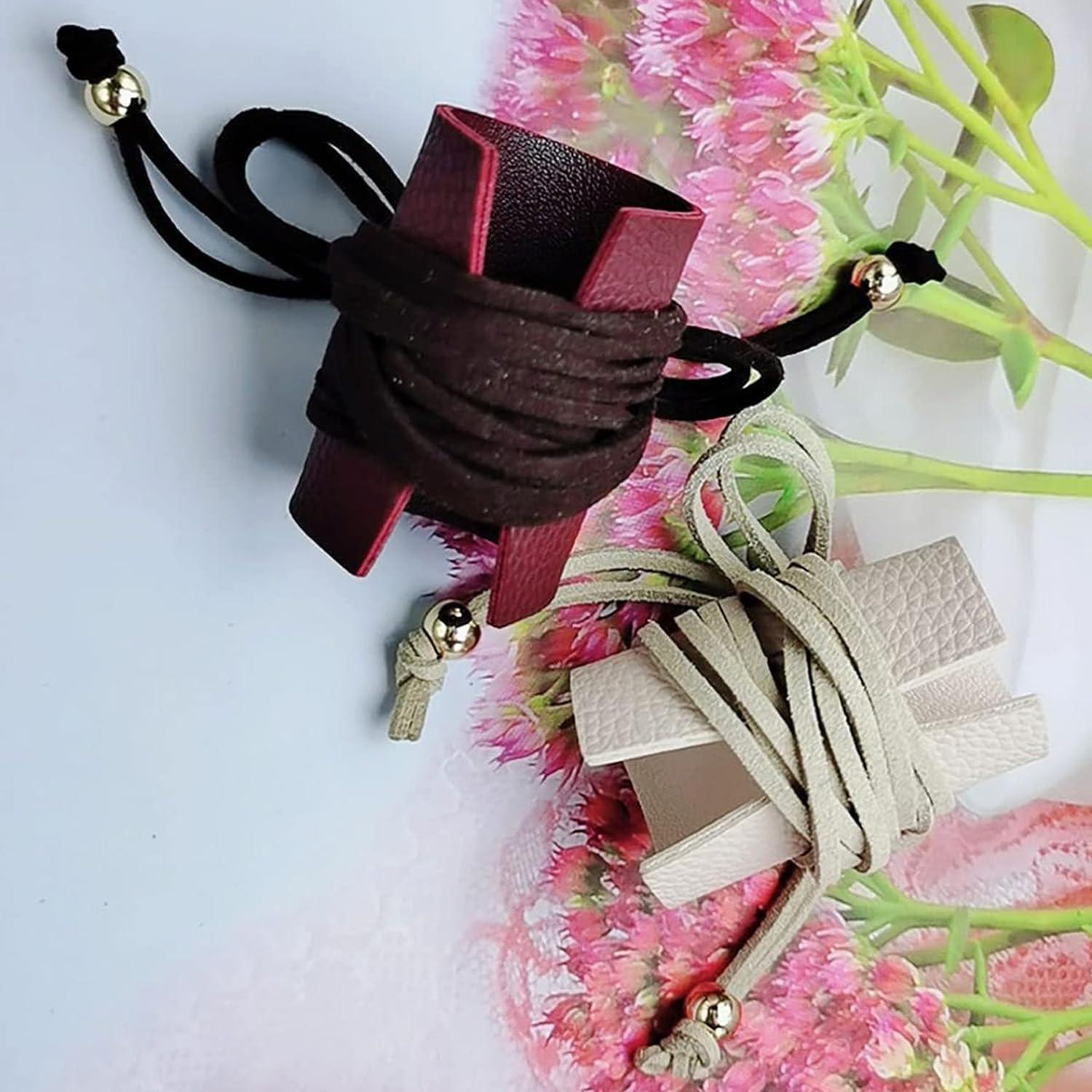 Anlecpe Handmade Leather Hair Accessories: Thick Hair Wraps, Braid Holders, Ponytail Glove Cuffs for Long Hair - Unique, No Damage