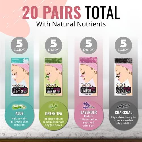 LOOKATME LOOKATME Nose Pore Strips (4-Pack, 20 Nose Strips). Korean Skin Care Blackhead Remover. K Beauty Blackhead Strips for Nose and Face, Black Head Strips Women. Acne Mask for Blackhead Removal. (Combo)