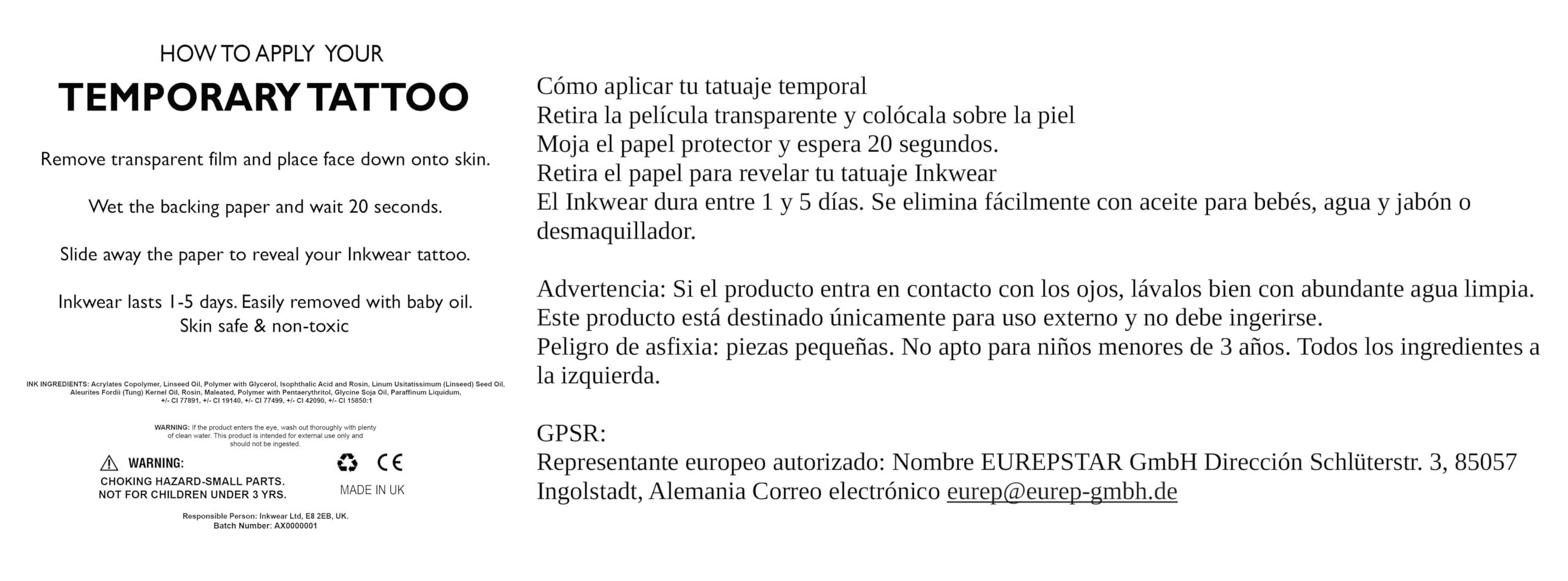 InkWear MMA Celeb Inspired Fake Tattoo Set | Life sized