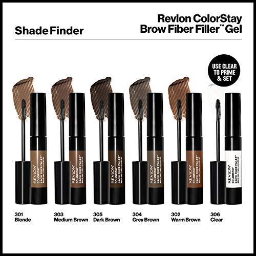 REVLON REVLON ColorStay Brow Fiber Filler, Longwearing & Volumizing Waterproof Eyebrow Gel, 305 Dark Brown, 0.23 fl. oz.