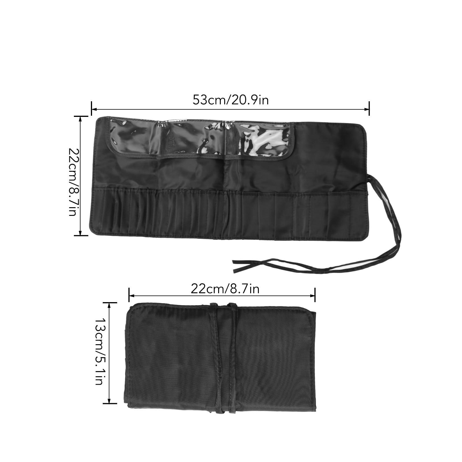 Cyrank Makeup Brush Rolling Case,26 Holes Cosmetic Tool Storage Bag Makeup Brush Holder Organizer Large Capacity Travel Makeup Brush Organizer