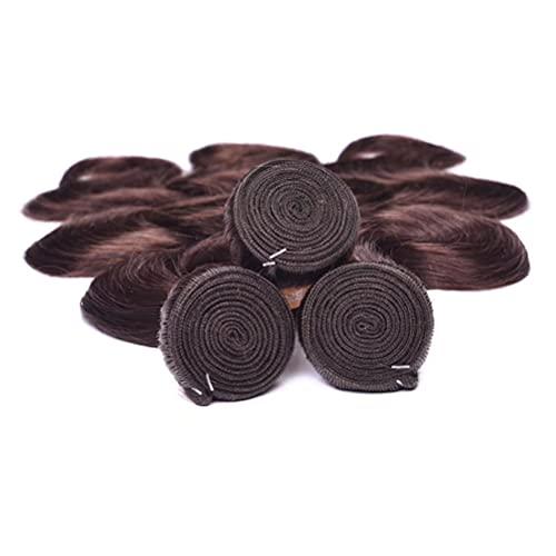 WOME WOME 8A Peruvian Virgin Hair Body Wave 3 Bundles Remy Human Hair Weaves 100% Unprocessed Peruvian Body Wave Hair Extensions Dark Brown Color (12 12 12,#2)