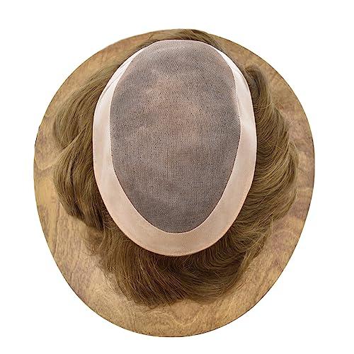 Hair Wonders Mens toupee hair replacement system for men hairpieces toupee for men real human hair pieces for men hair systems Protesis Capilar Para Hombre US Stock7x9-17# DARK ASH BLONDE