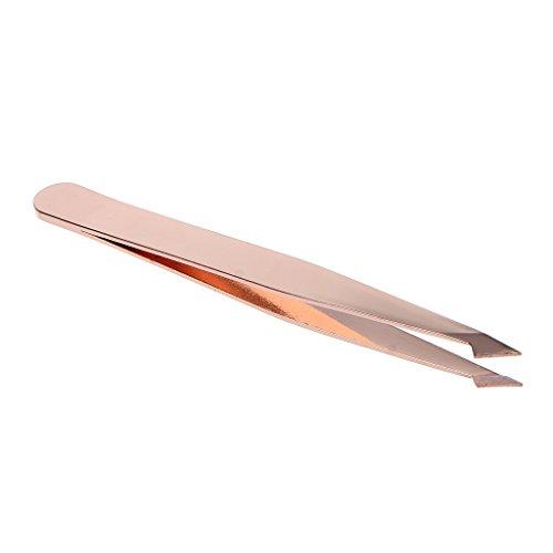 BecauseOf BecauseOf Professional Stainless Steel Slant Tip Tweezer for Women