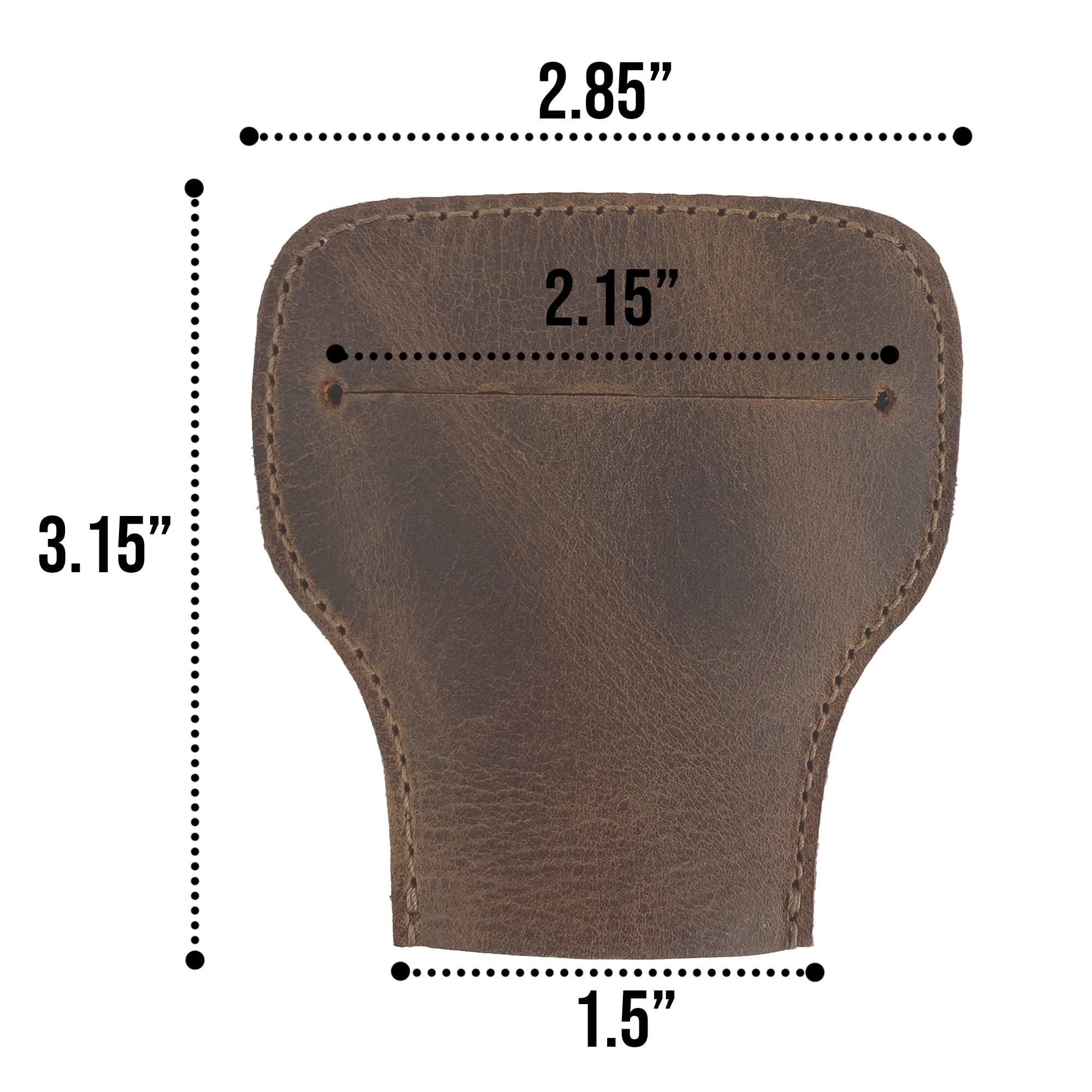 Hide & Groom Hide & Groom, Rustic Edge Razor Protector Case Handmade from Full Grain Leather, Safety Razor Head Protective Sheath, Shaving Travel Cover - Bourbon Brown