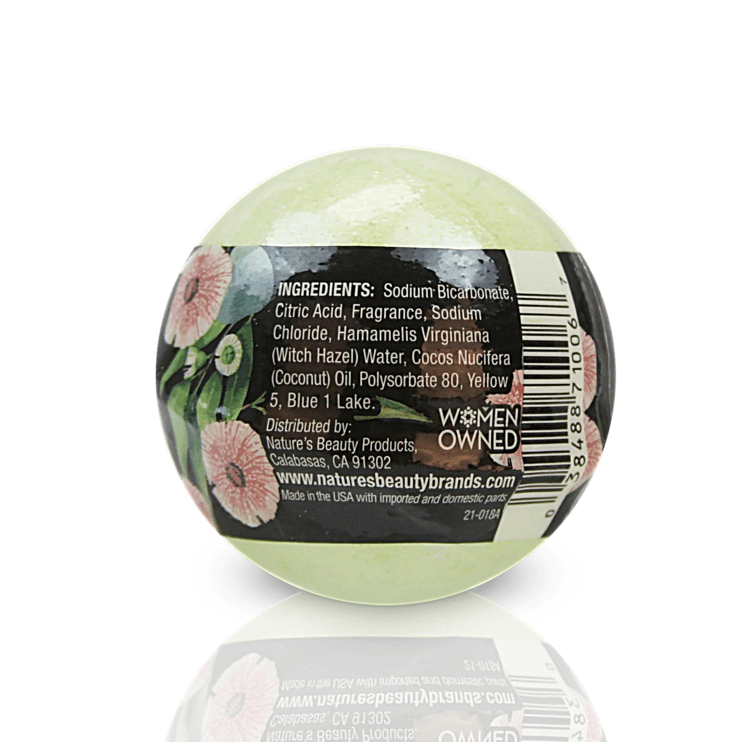 Nature's Beauty Nature's Beauty Eucalyptus & Tea Tree Bath Bomb Multi-Pack- Natural Hand Crafted, Non-Staining, Luxury Fizzy Spa Bomb, Sooth + Restore Skin, Made w/Coconut Oil & Witch Hazel, 4.6oz (4 Pack)