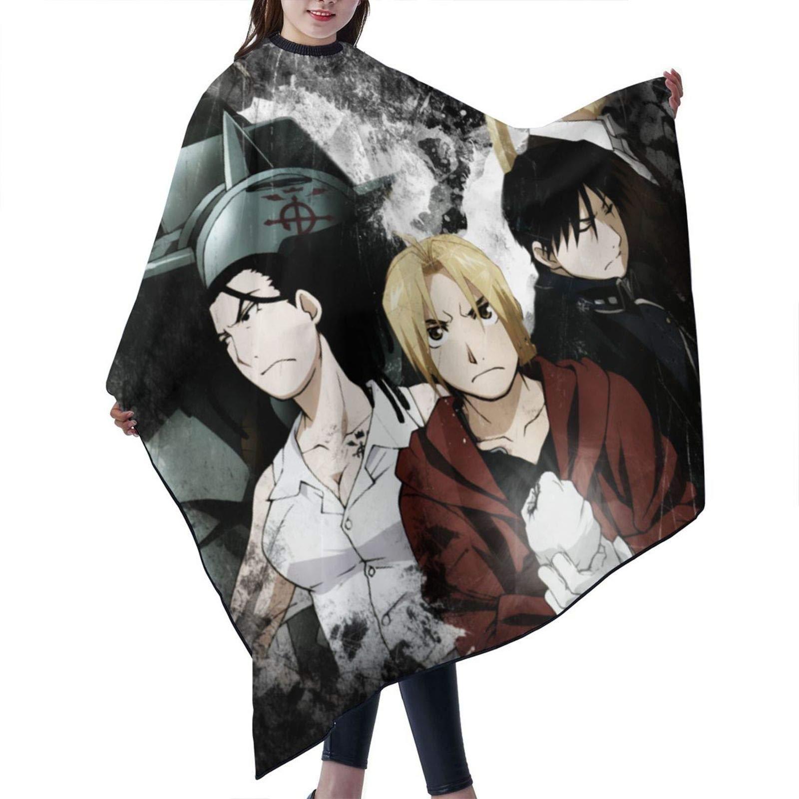 HopeOfLove 3d Printing Stain-Resistant Fullmmetal Alcchemist Alphonse Elric Edward Izumi Curtis Anime Salon Hair Cutting Cape For Hairstylists,Barber Cape For Men,Haircut Apron With Telescopic Buckle,55x66 Inch