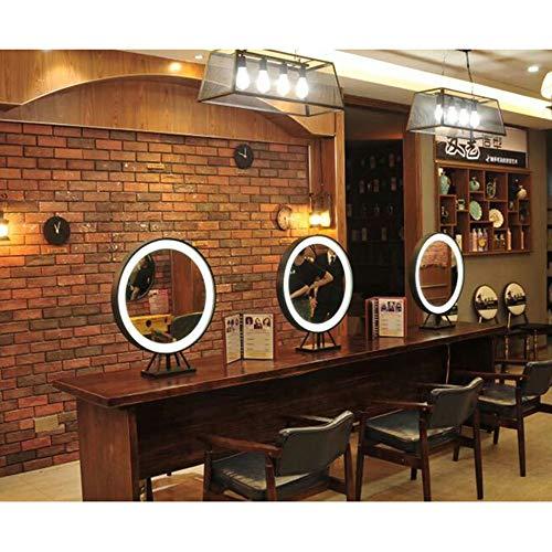 XM-MIRROR Double-Sided Tabletop Led Mirror, Hair Salon Dedicated Desktop Mirror, Beauty Salon Hair Salon Hot Dyed Double-Sided Mirror with Light Studio Makeup Mirror,Black,70cm
