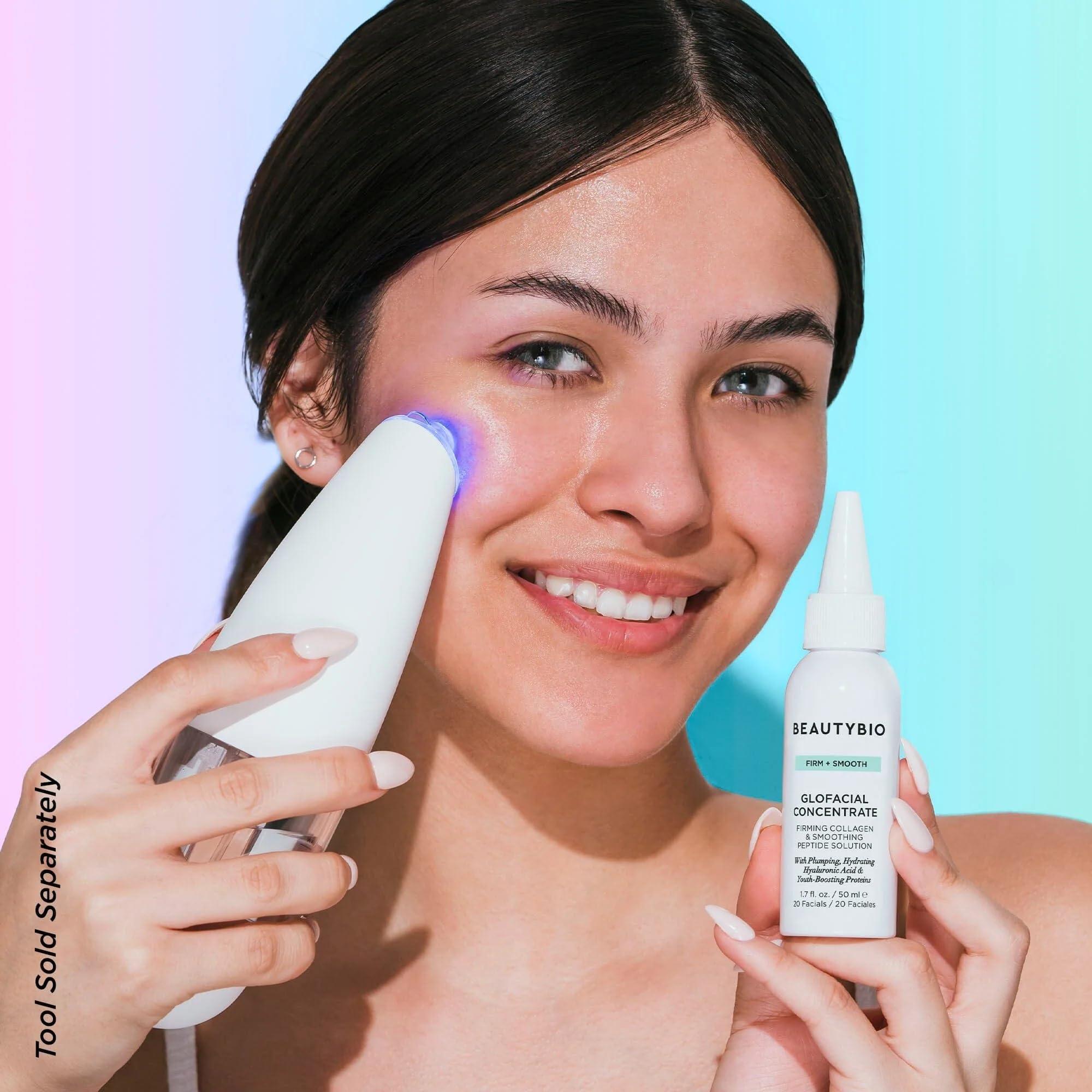 beautybio BeautyBio GLOfacial Hydro-Infusion Deep Pore Cleansing + Blue LED Clarifying Tool & Concentrates