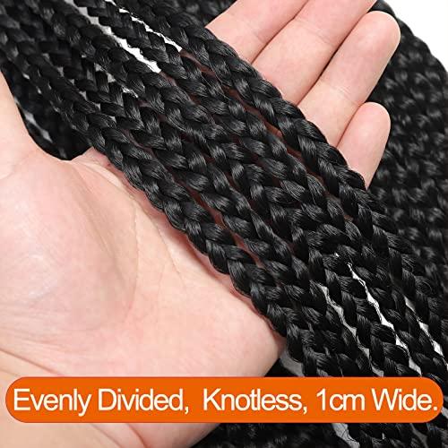 Chicmoi 36 Inch Long Box Braid Crochet Hair 144 Strands Thin Crochet Box Braids Pre Looped Box Braids Crochet Braids black Box Braid Crochet Hair for Black Women (36 inch box braids 6 packs, 1B)