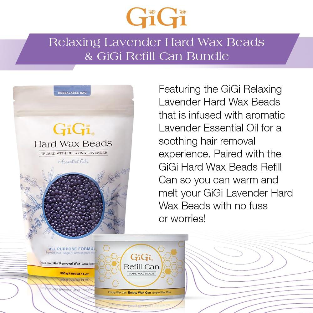 GiGi GiGi Hard Wax Beads Refill Can 14 oz and Relaxing Lavender Hard Wax for Hair Removal 14 oz