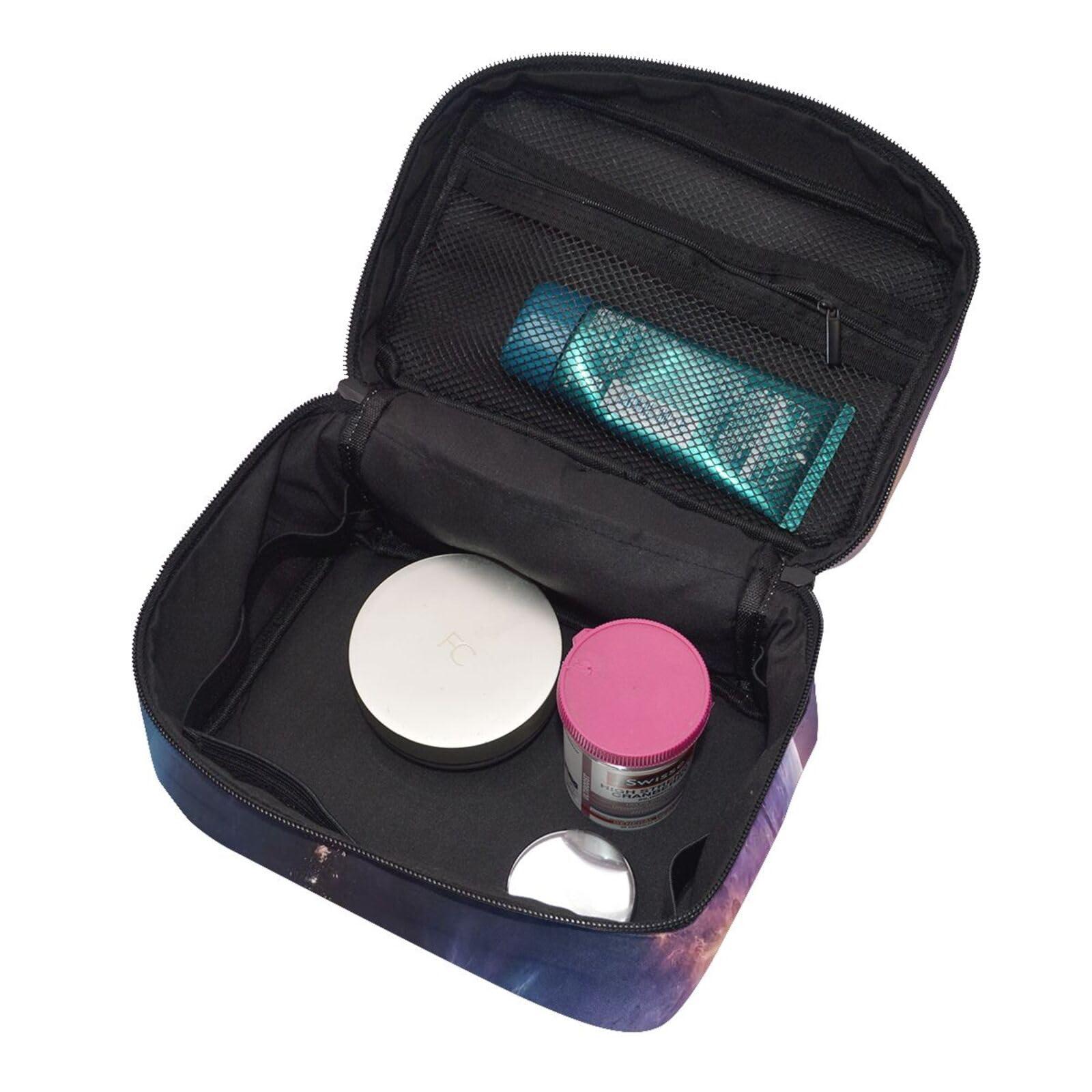 QASDFGHR QASDFGHR Small Galaxy Moon Print Makeup Bag,Travel Cosmetic Bag with Zipper for Women Square Make Up Bags Organizer