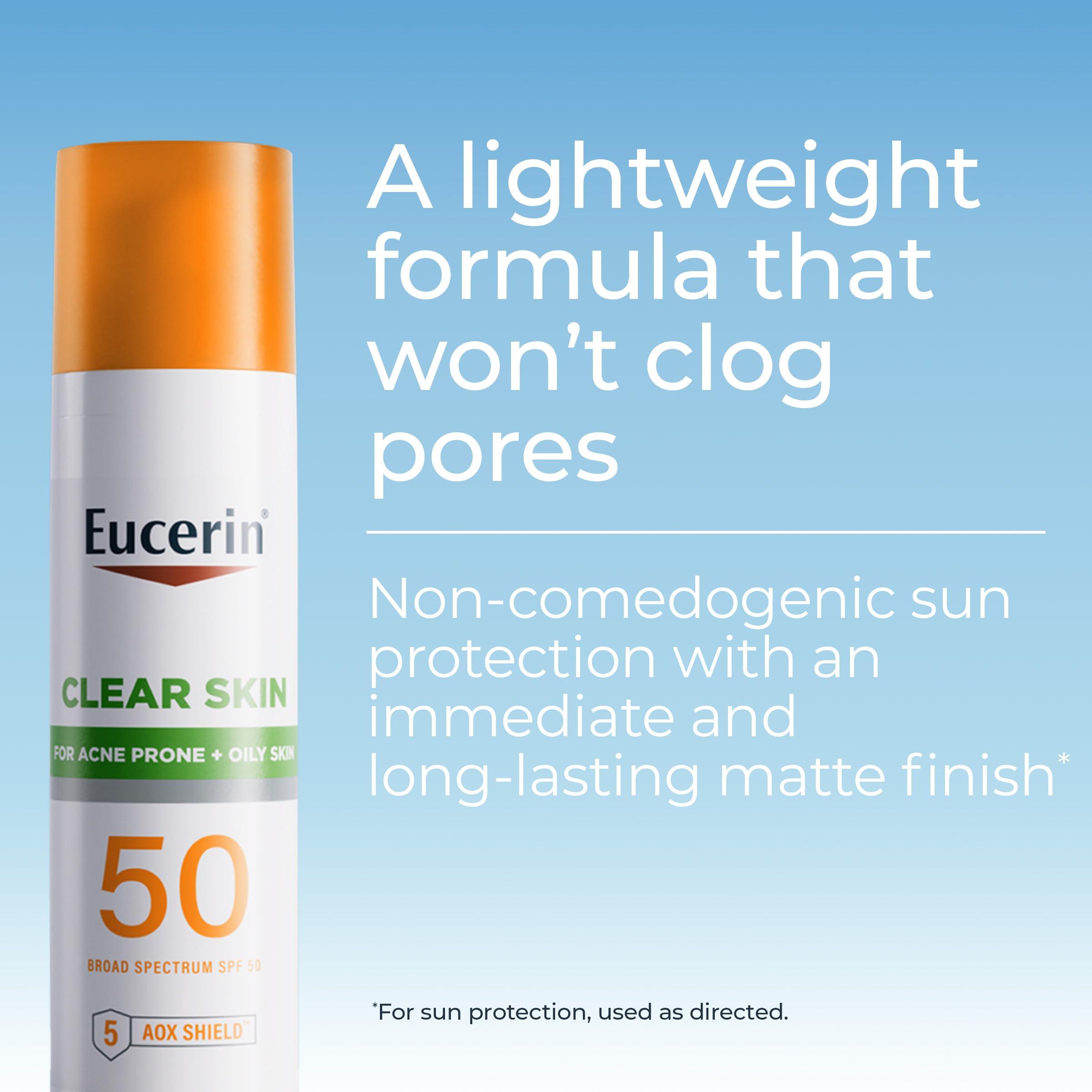 Eucerin Eucerin Sun Clear Skin Face Sunscreen Lotion SPF 50 for Acne Prone Skin, Hypoallergenic, Fragrance Free Sunscreen SPF 50 with Oil-Absorbing Minerals, 2.5 Fl Oz Bottle