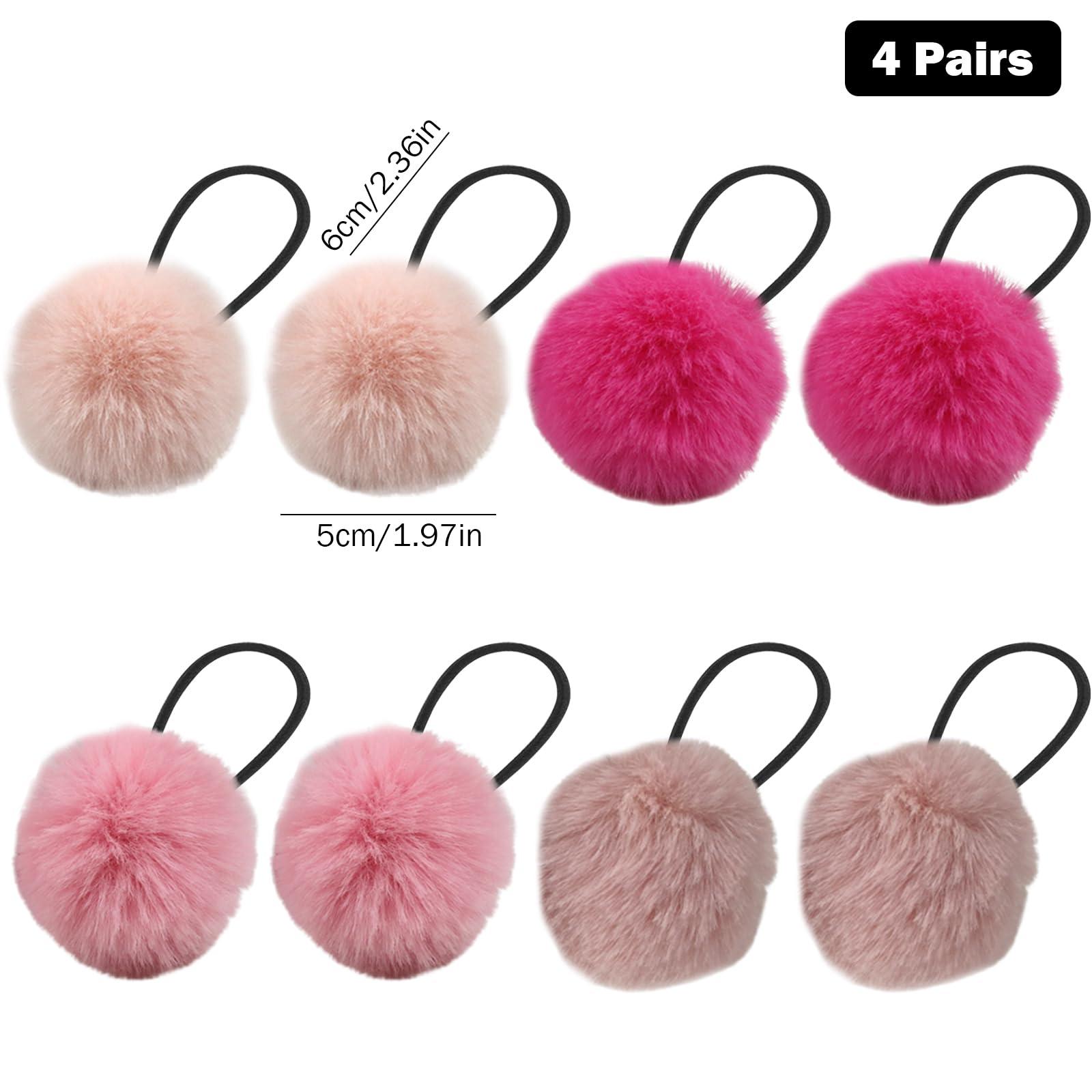 XUEYEGONGJI Hair Bobbles for Girls 4 Pairs Cute Hair Ties with Ball Elastic Ponytail Holders Hair Band for Girls Hair Accessories Cute Hair Ties
