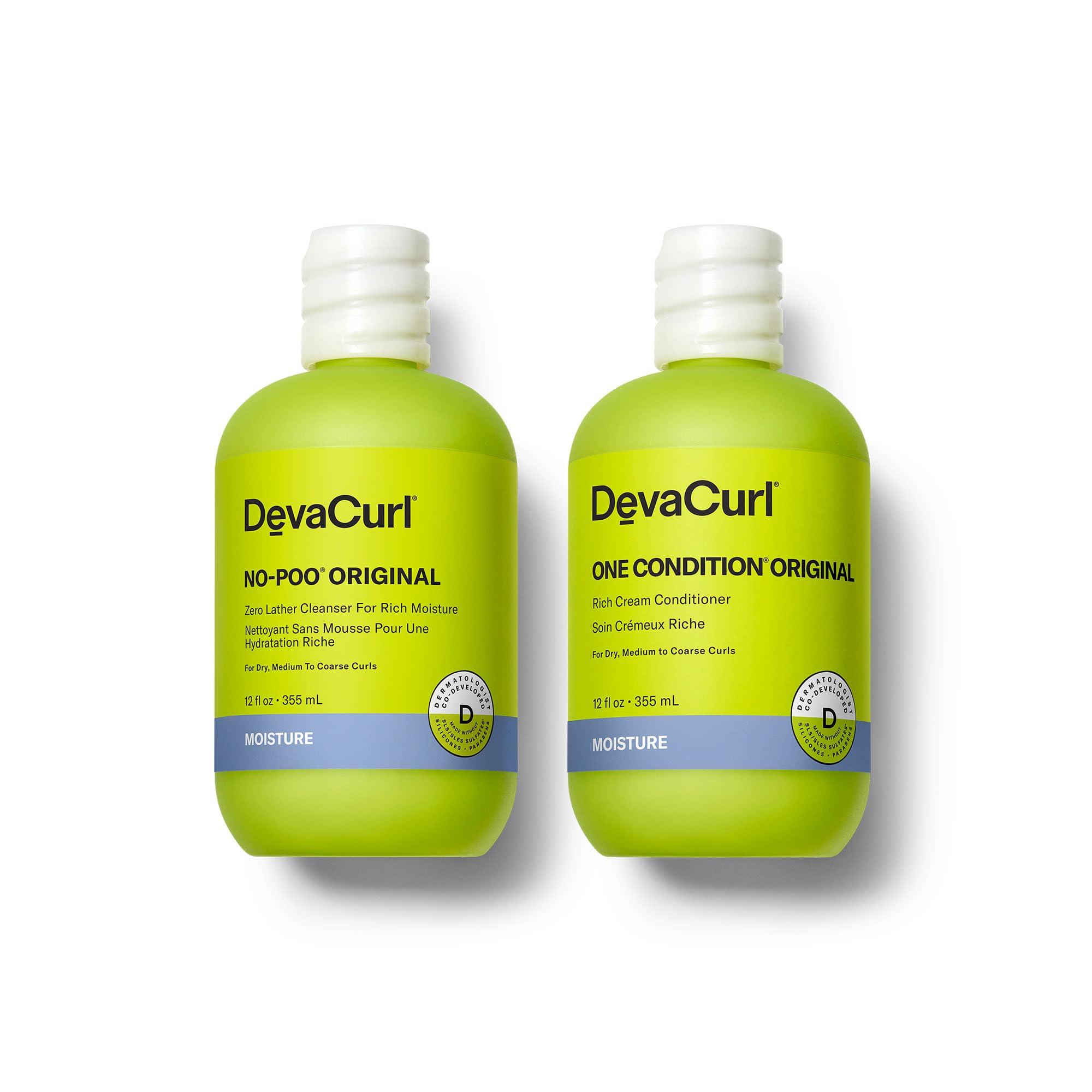 DevaCurl DevaCurl No-Poo Original Zero Lather Cleanser and One Condition Original Rich Cream Conditioner, 12 fl oz | Bundle