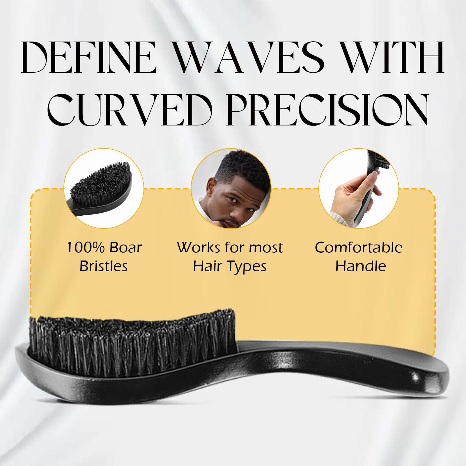 Goiple Wave Pomade for Men Strong Hold Easy Wash 360 Wave Training Hair Cream, Waves Grease for Men Promotes Layered Waves, Moisture, Control and Silky Shine, Wave Kit Curved Medium Waves Brush Silky Durag