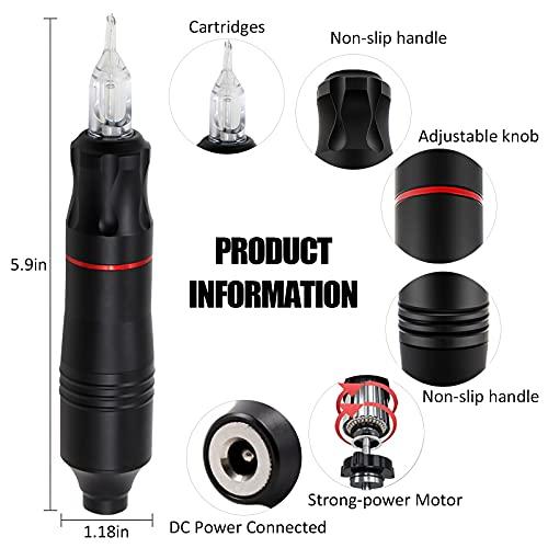Autdor Autdor Tattoo Machine Cartridge Pen - Premium Tattoo Pen Cartridge Machine Atom Rotary Pen Tattoo Machine & Permanent Makeup Pen with Japan Motor for Tattooing, Tattoo Needles Cartridge, Tattoo Supply