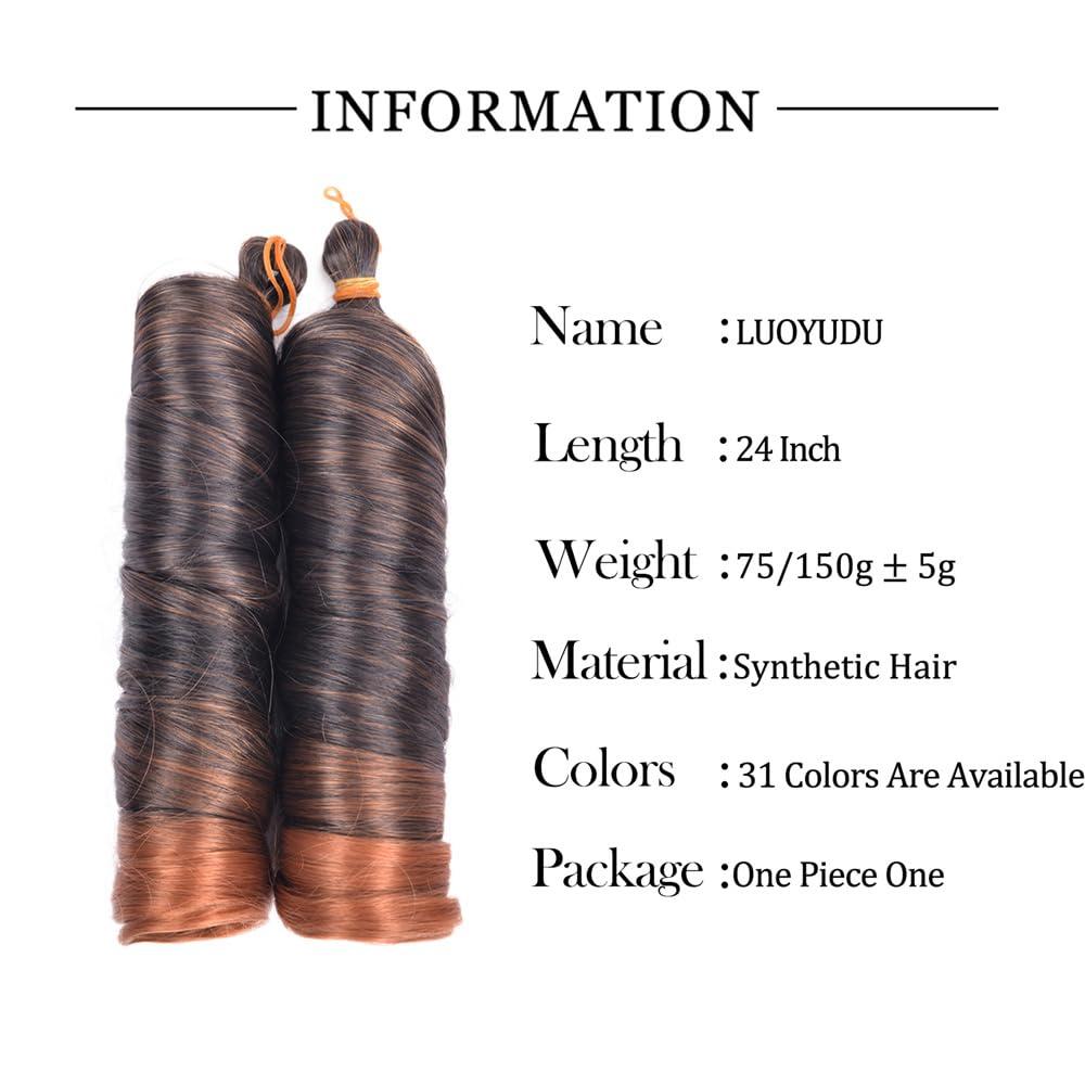 Bciopll 24Inch Curls Loose Wave Spiral Curl Braid Synthetic Hair Ombre Pre Stretched Crochet Braiding Hair For Women 27 24inches 75g#1Pcs