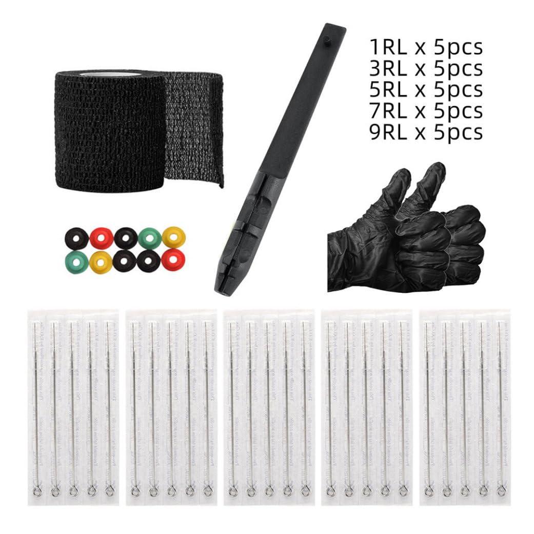 Generic Tattoo Hand Poke Stick Tattoo Kit Self Adhesive Bandage 1 3 5 7 9RL Needles for Tattoo Artist Black Temporary Tattoos