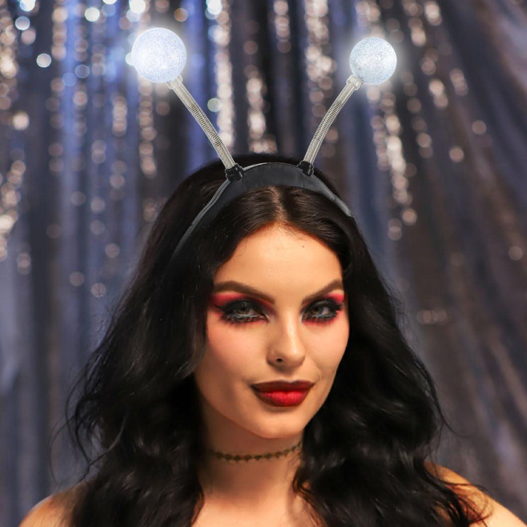 Sixexey Sixexey Light Up Alien Headband LED Silver Martian Hair Band Antenna Hair Accessories for Women