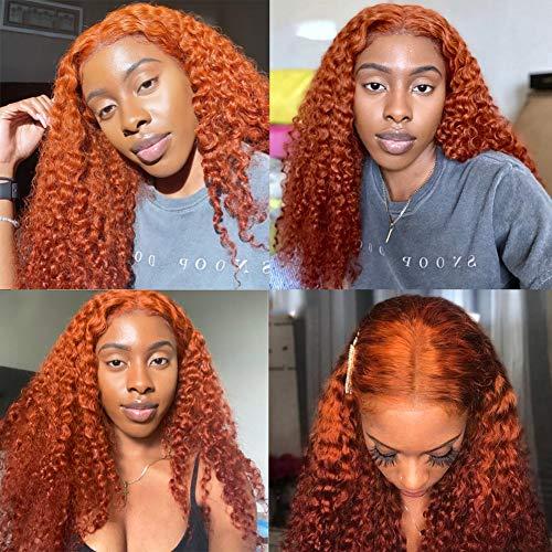 YMS YMS Orange Ginger Wigs for Black Women Human Hair 150% Density Lace Front Wigs Human Hair Glueless Wigs Human Hair Pre Plucked (14 Inch,Orange Ginger)