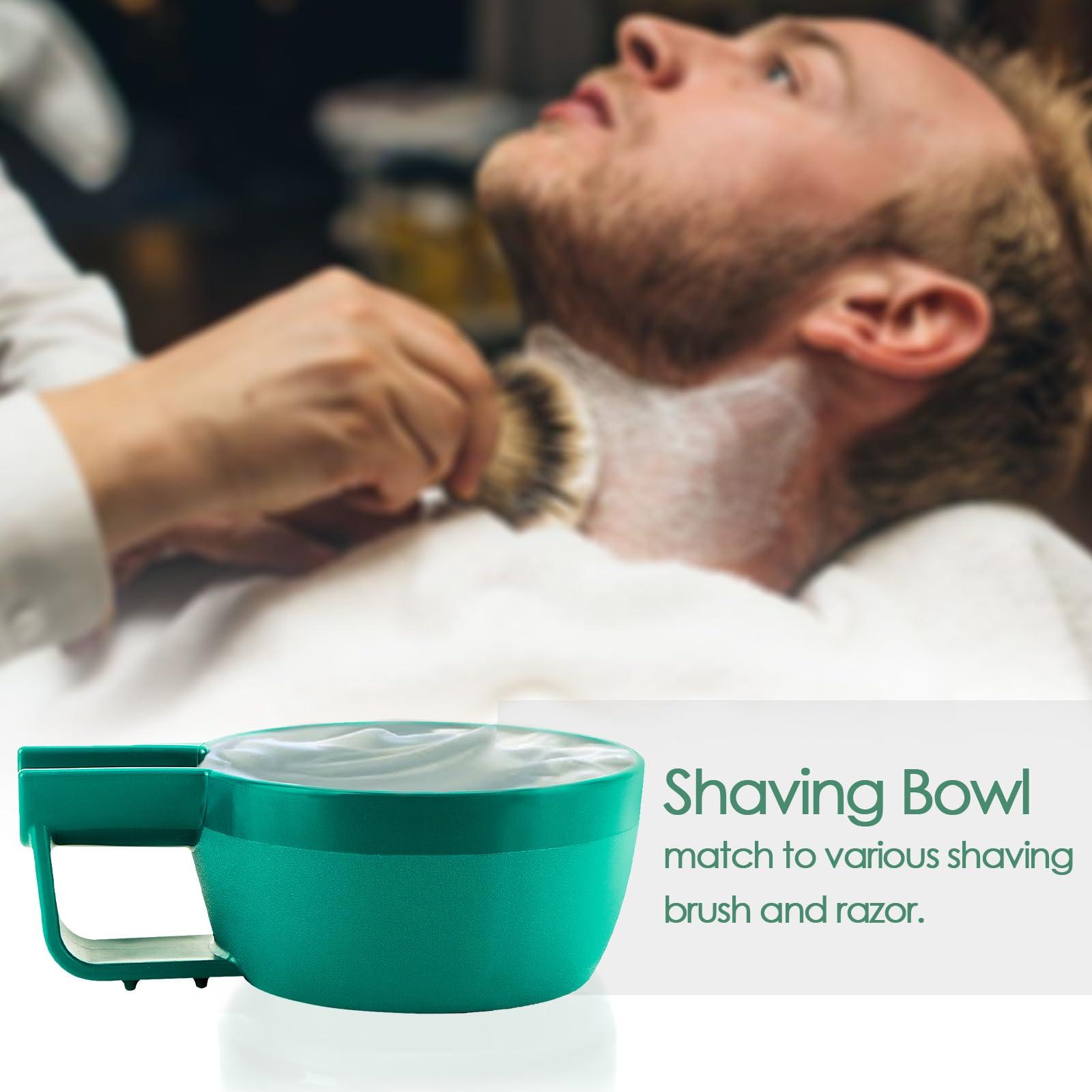 Linkidea Linkidea Plastic Shaving Soap Bowl with Non-slip Handle, Wide Mouth, Large Capacity, Easier to Lather Ridges, Wet Razor Shave Cream Bowl for Men (Green)