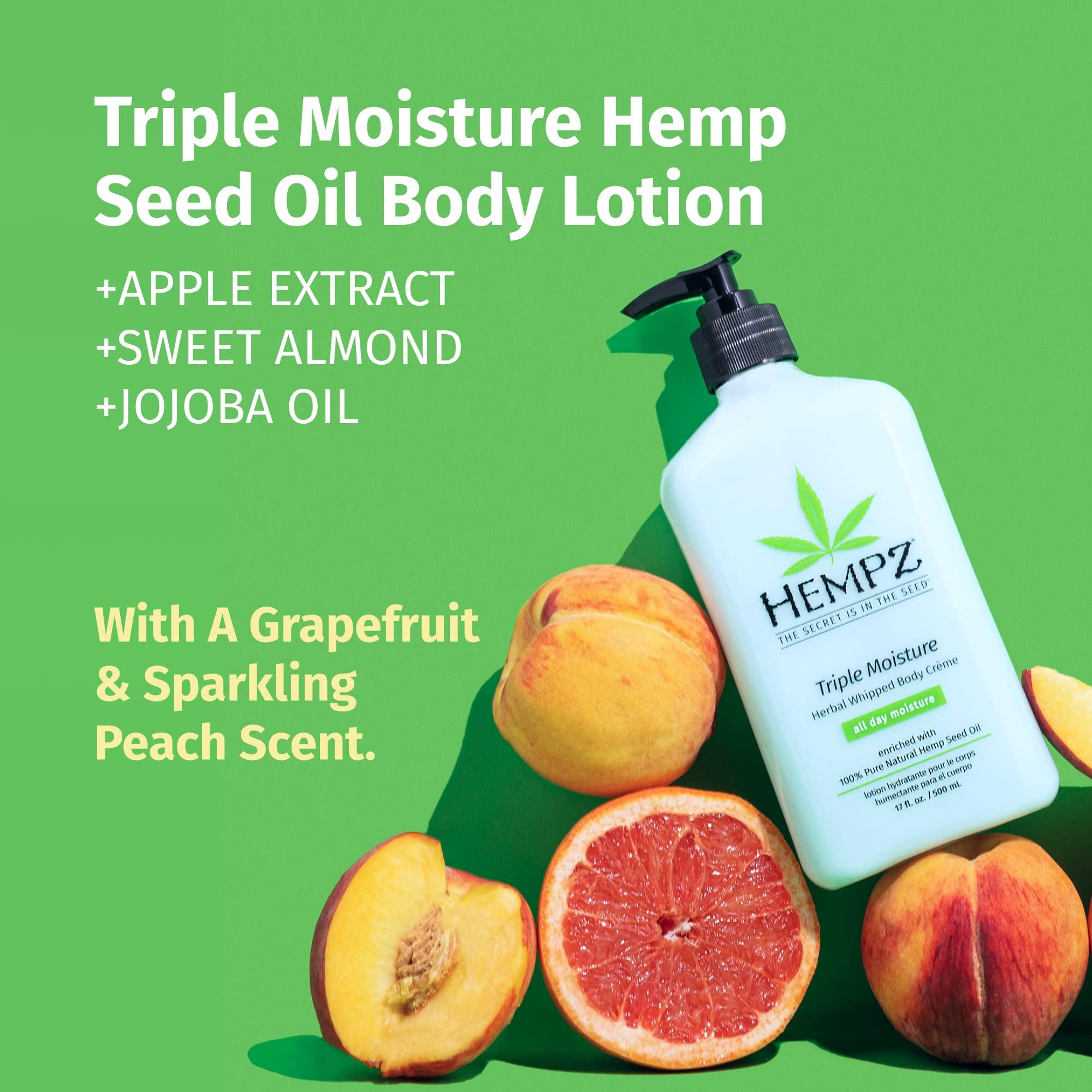 Hempz Hempz Original, Natural Hemp Seed Oil Body Moisturizer with Shea Butter and Ginseng & Body Lotion - Triple Moisture - Grapefruit and Sparkling Peach - Daily Moisturizing Cream - 17oz