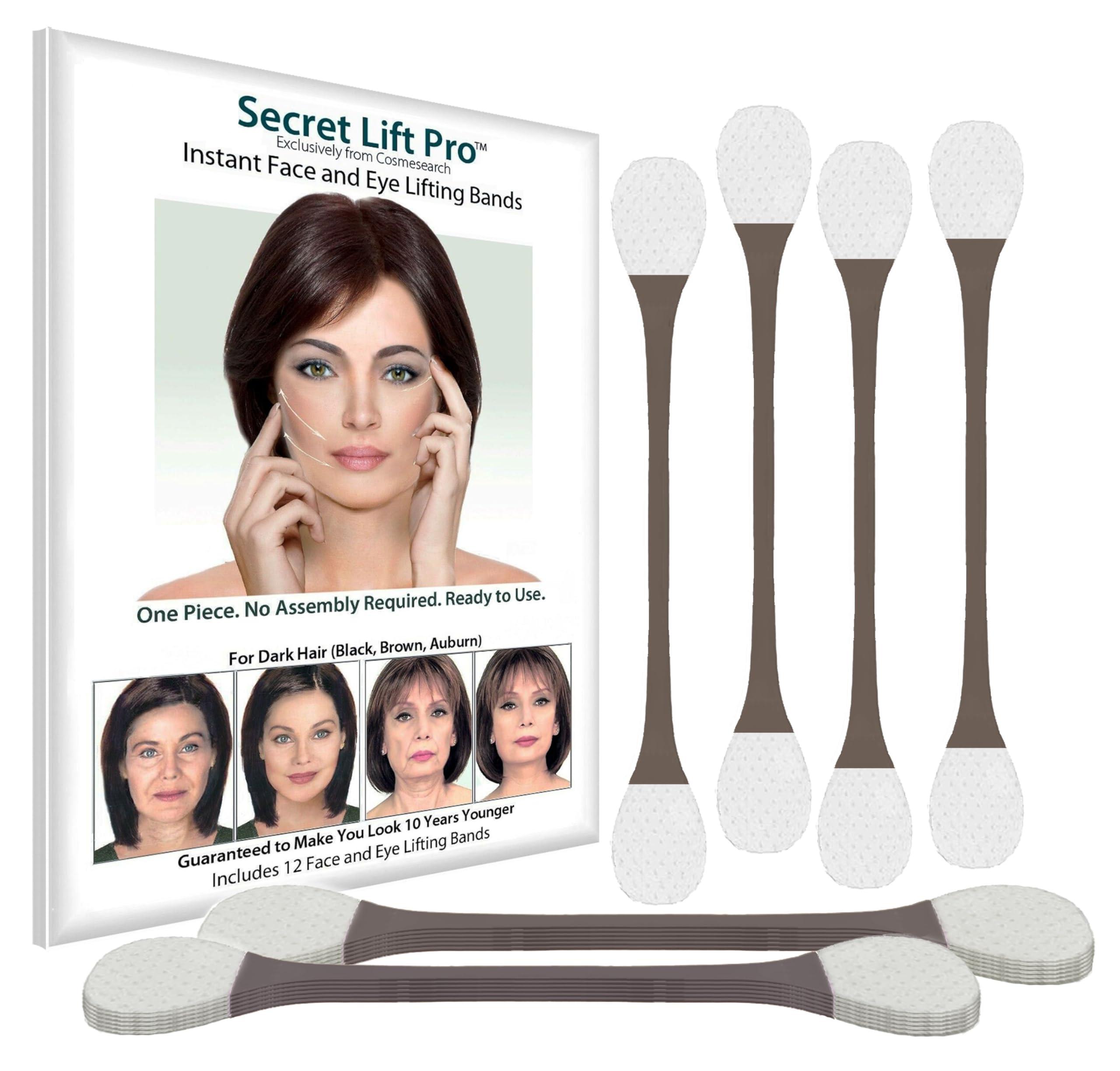 CosmeSearch, Inc. Secret Lift Pro - Pre-Assembled Face and Eye Lift Tapes with Bands One Size (Dark Hair)