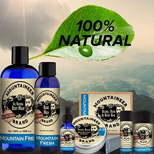 Mountaineer Brand, 100% Natural Always Mountaineer Brand Stache Stick | Mustache Wax for Men | 100% Natural Beeswax and Plant Based Oils | Grooming Beard Moustache Wax | Strong Hold | Smooth, Condition, Styling Balm | Mountain Fresh 1.5oz