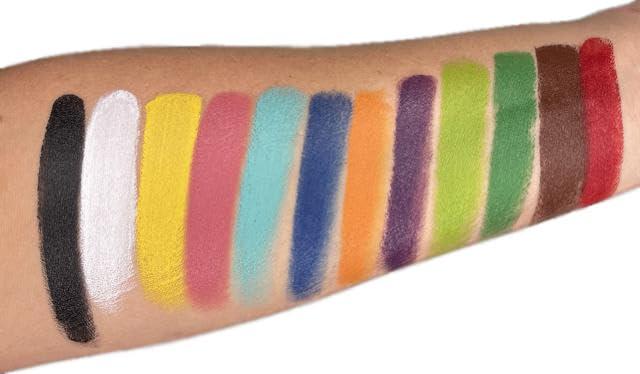 RCMA Makeup RCMA 12-Shade Color Makeup Pro Palette | Face, Lip and Eye | Professional Makeup | white, yellow, pink, tourquoise, blue, orange, purple, lime, green, black red, brown and green | Halloween |1.09oz