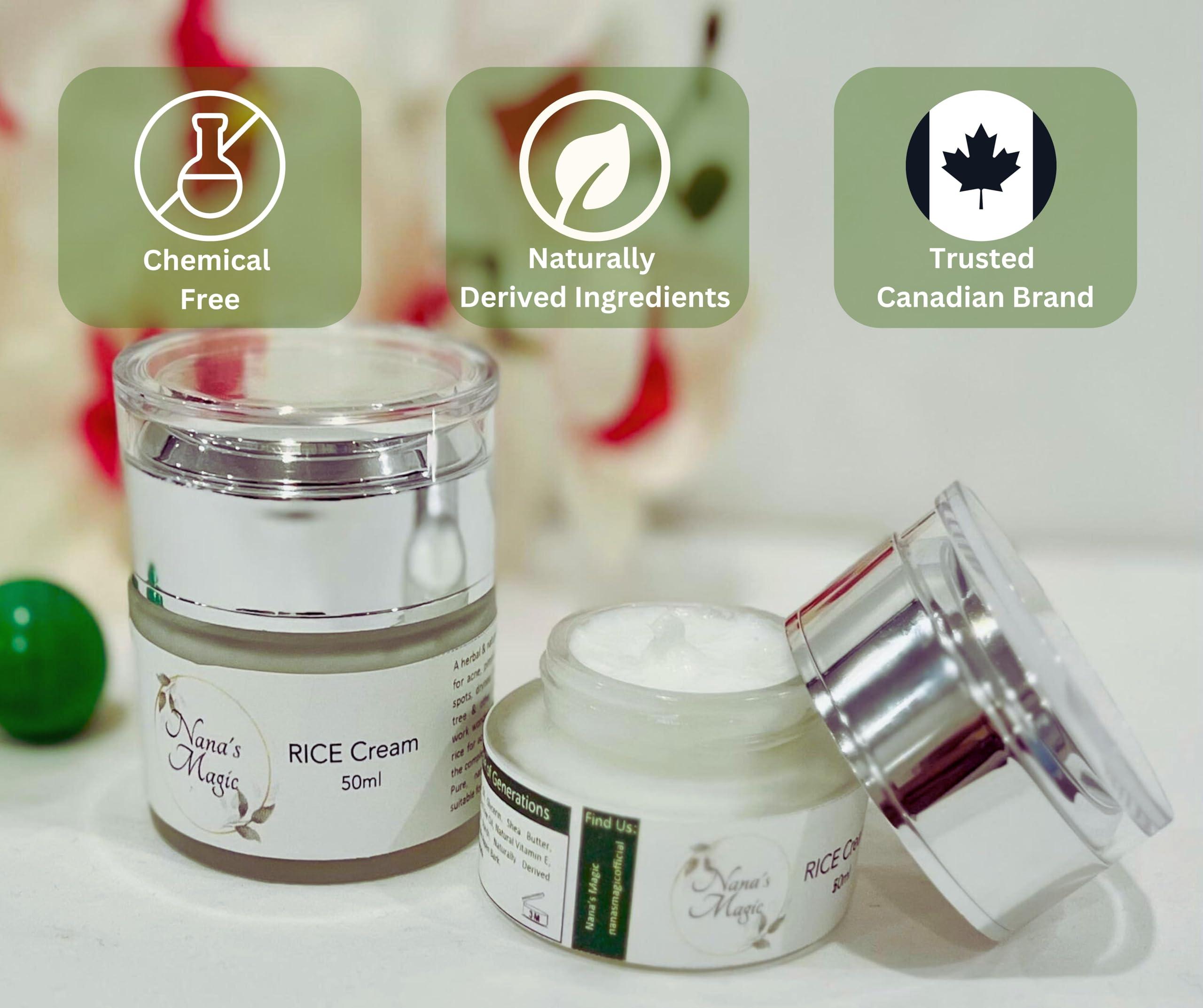 Nana's Magic Nana's Magic Rice Cream (30 ml) - Rice Moisturizer for Face & Body, Targets Dryness for Smooth & Glowing Skin - Hydrating & Polishing Face Cream with Rice Extract & Rice Bran Oil (1 Pack)