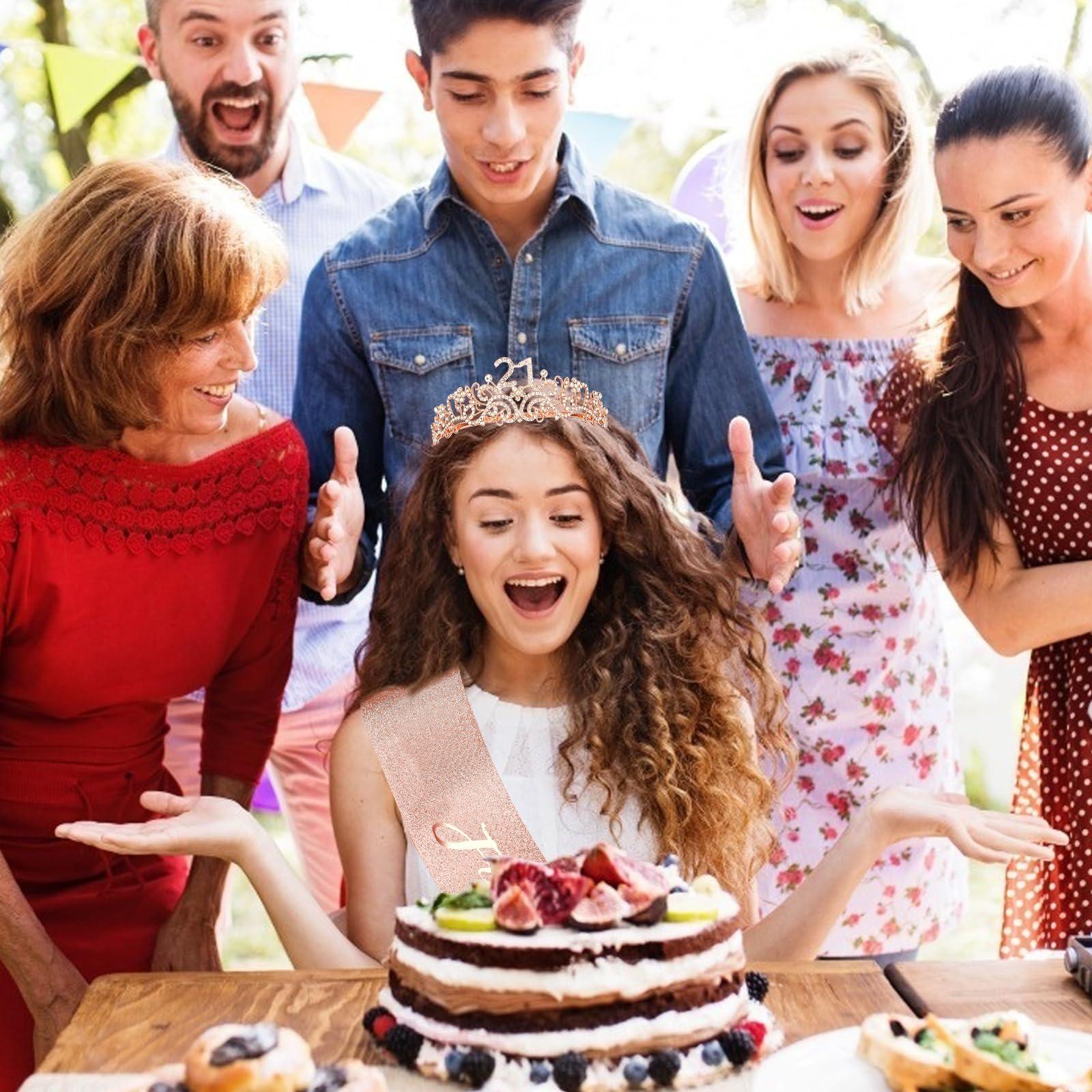 CIEHER CIEHER 21st Birthday Sash, Crown, and Pearl Pin - Decorations and Gifts for Her 21 Year Milestone