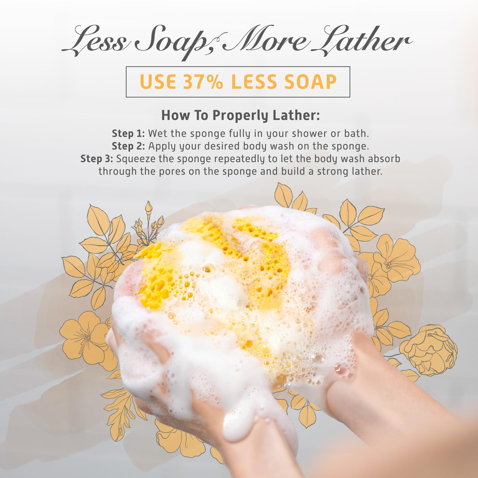 Sunlite Sports Spongentle Deep Cleansing Body Loofah Sponge, for Bath and Shower Loofah with Suction Cup, Multiple Textures for Gentle and Deep Exfoliation, with Nature Color, Generous and Rich Lather (Pack of 2)