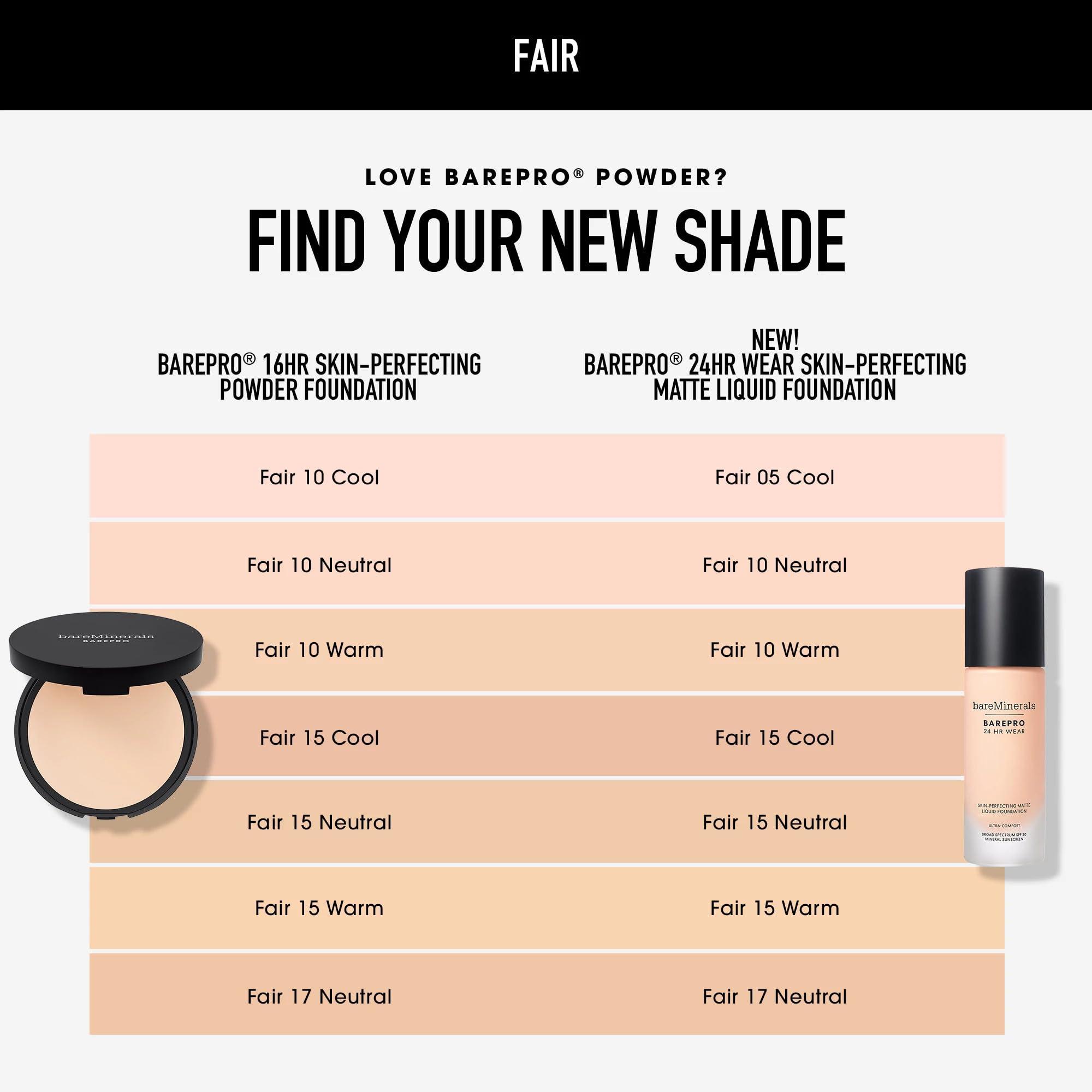 bareMinerals bareminerals Barepro 24HR Wear Matte Liquid Foundation Mineral SPF 20, Full Coverage Foundation Makeup for Mature Skin, Oil-Free, Vegan