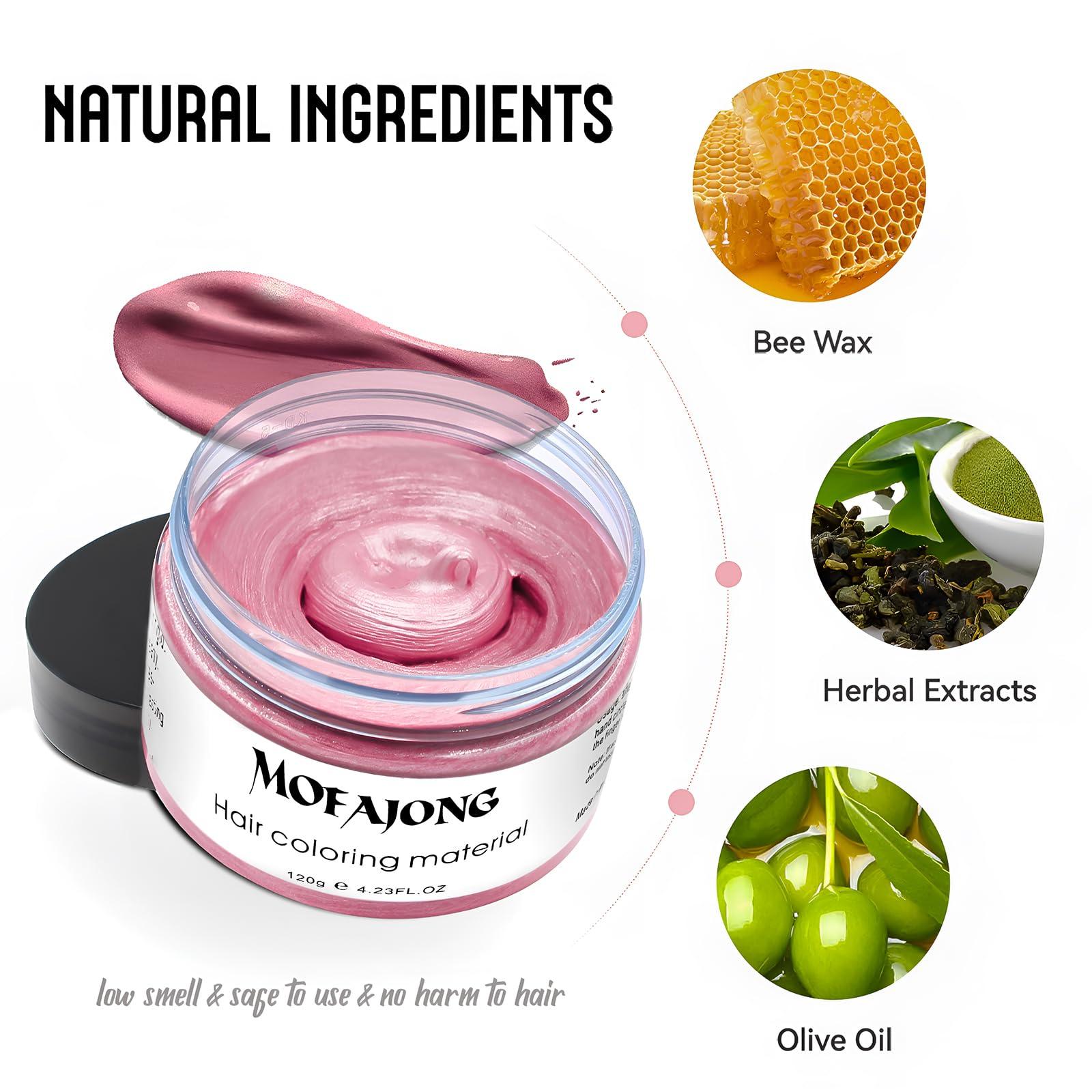 VOLLUCK VOLLUCK Light Pink Temporary Hair Dye Wax + Hair Wax Stick for Wigs + 4 PCS Edge Brushes Hair Styling Comb Set