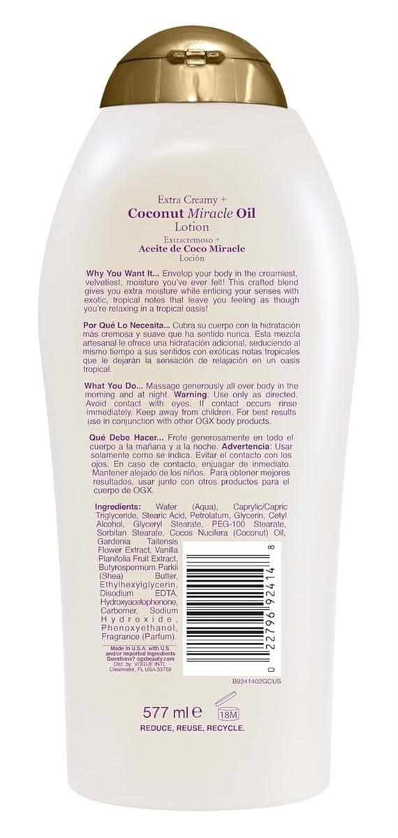 OGX Ogx Body Lotion Coconut Oil Miracle Extra Creamy+ 19.5 Ounce (577ml) (Pack of 6)