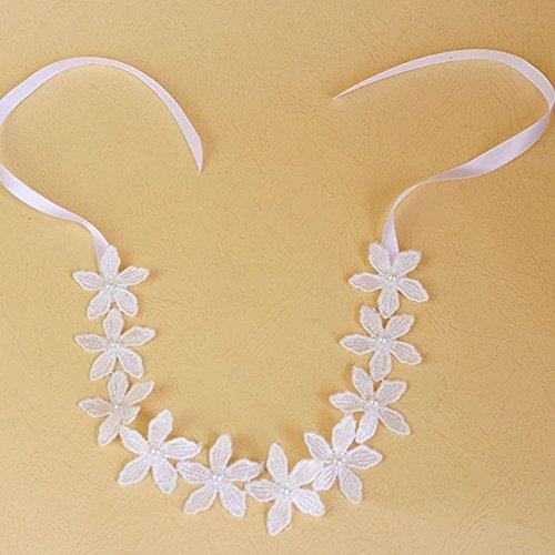 Acxico Acxico White Pearl Lace Bauhinia Bridal Wedding Hair Hoop Hair Band