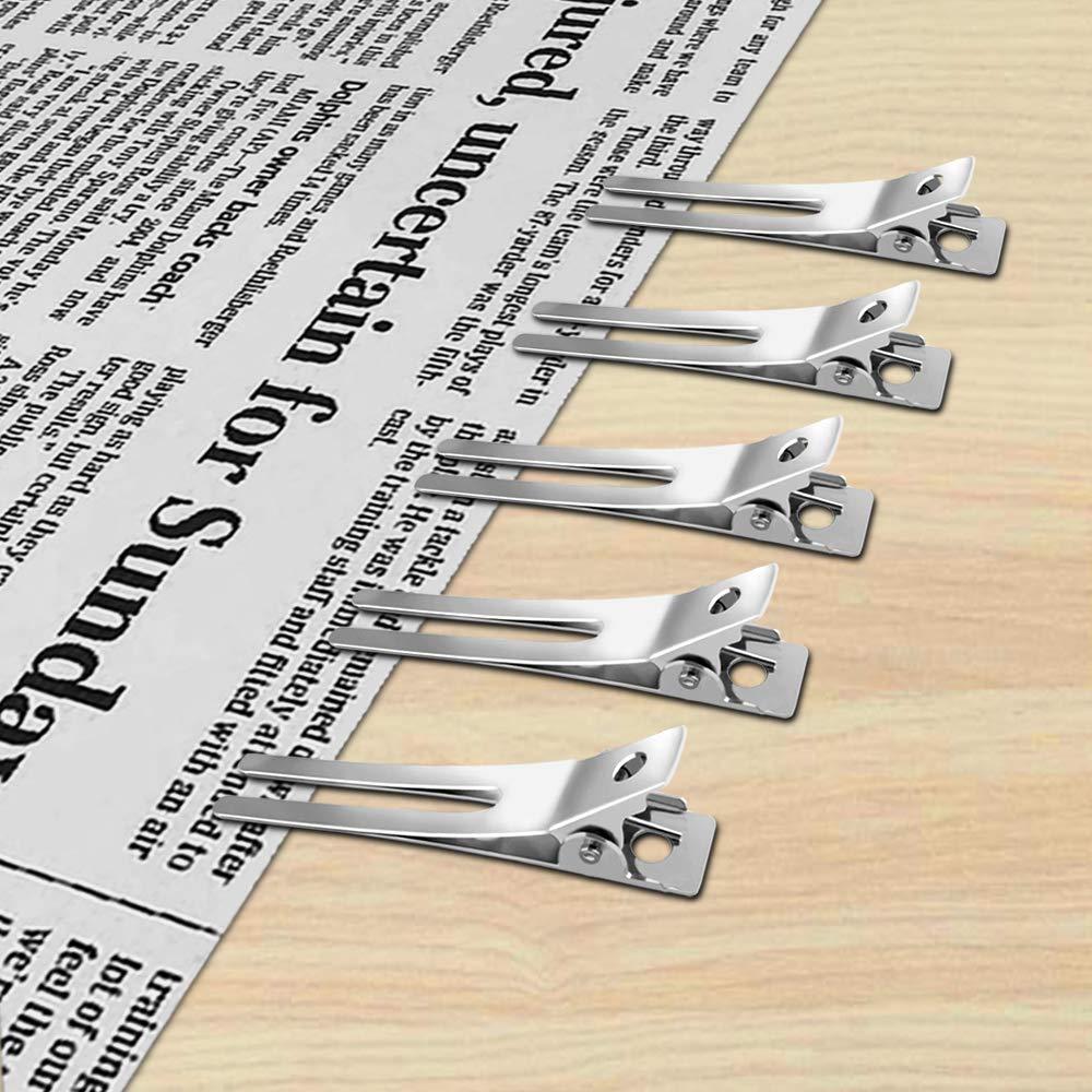 DanziX DanziX 100Pcs Styling Hair Clips,Double Prong Curl Clips,Pin Curl Clips for Hair, Alligator Roller Clip,Duckbill Long Hair Clips for Salon Hair Extensions