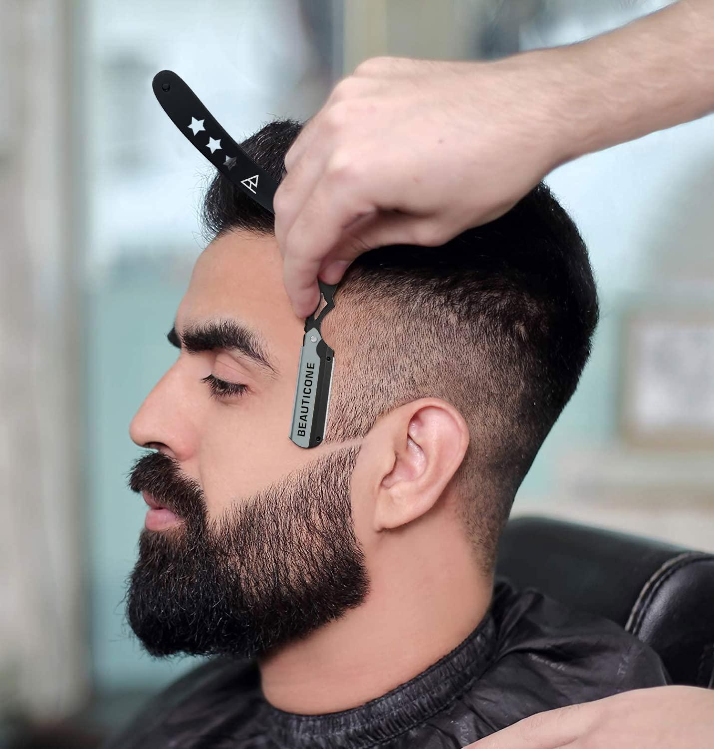 BEAUTICONE Straight Edge Razor for Men, Professional Straight Blade Men's Razors, Barber Shaving Knife for Beard, Single Edge Cutthroat Stainless Steel Razor (SwingLock)