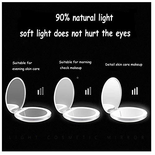 B O B O B O B O Compact Mirror Travel Makeup Mirror Small Portable 1X/3X Magnifying Cosmetic Mirror Rechargeable Lighted Round Foldable Design LED Lighted Makeup Mirror (Pink)